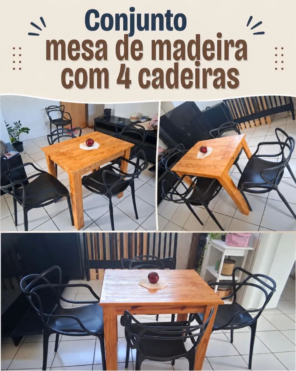 Conjunto de Mesa com 4 cadeiras 