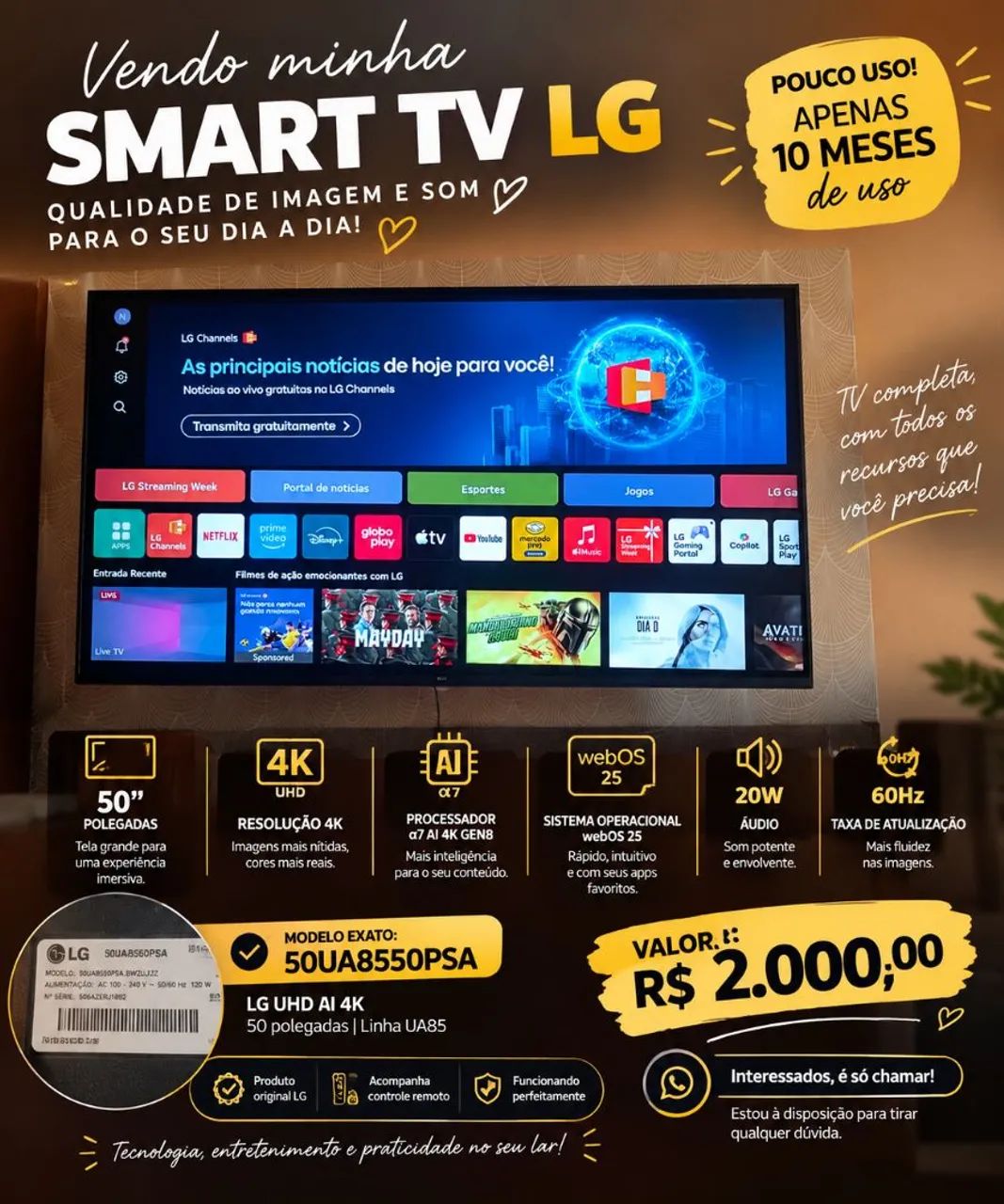 SMART TV 4K LG 50 POLEGADAS 
