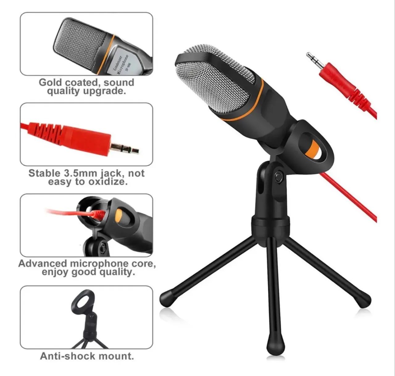 Microfone Condensador SF 666 Com Tripé E Cabo 2m