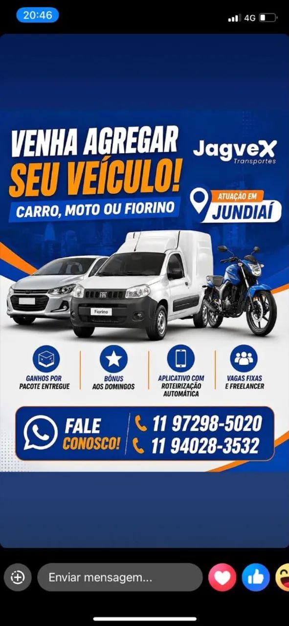 Agrega-se veículos para entregas porta a porta