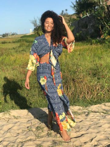 Kimono sobreposição verão moda feminina