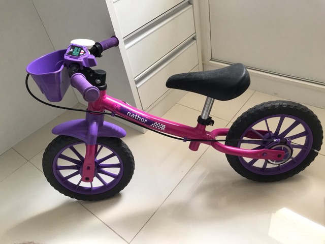 Bicicleta Infantil Nathor Aro 12 Balance Equilíbrio sem Pedal Rosa