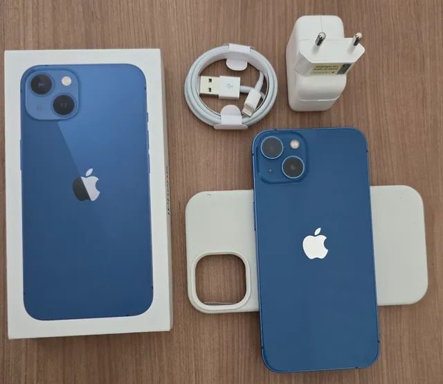IPhone 13 128gb "Blue" em estado de ZERO. Acompanha Fonte Turbo, Cabo, Capa e Película.