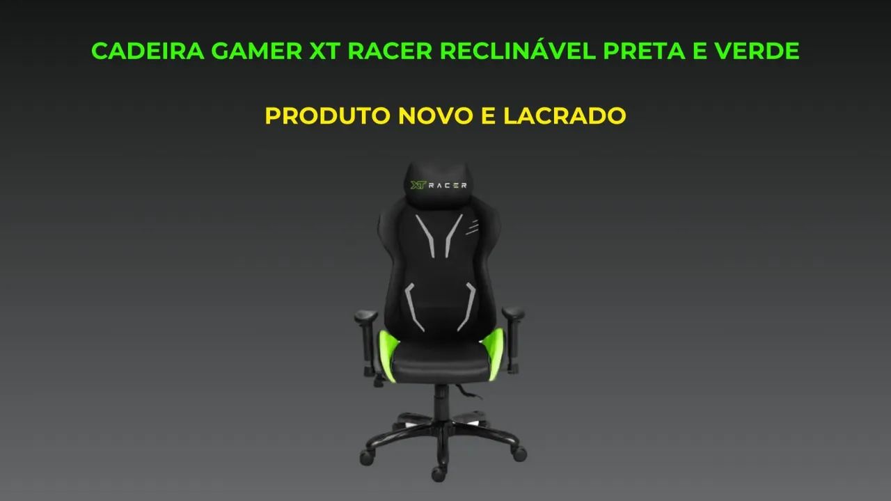 Cadeira Gamer XT Racer Reclinável Preta e Verde
