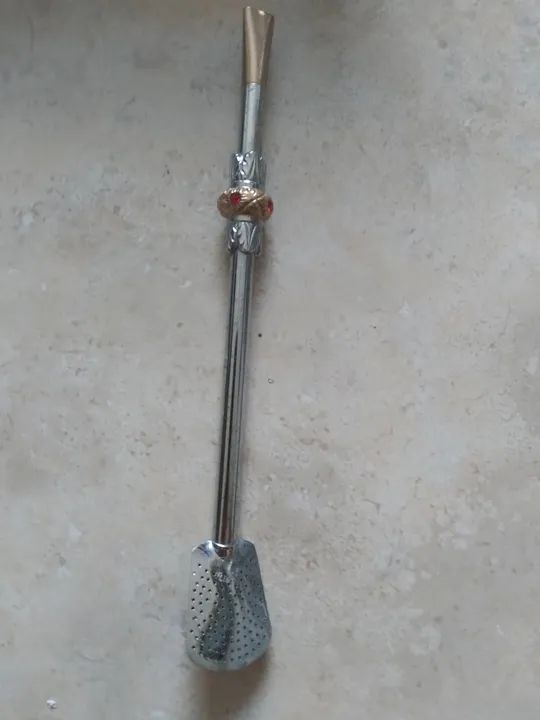 Bomba para Chimarrão - Aço Inox com Detalhe em Pedra - Foto 3