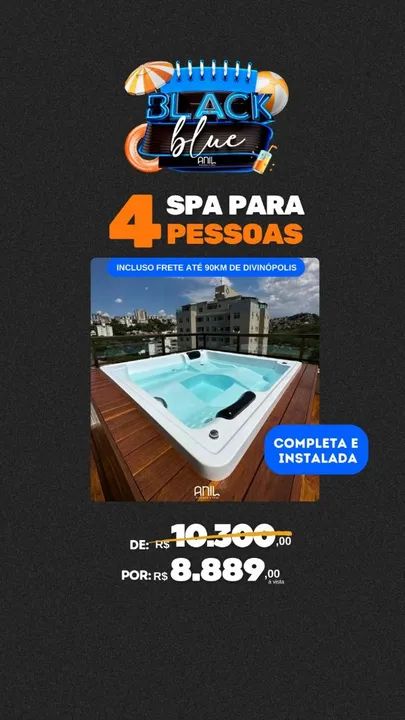 Ana: Spa de 4 lugares-black Anil 