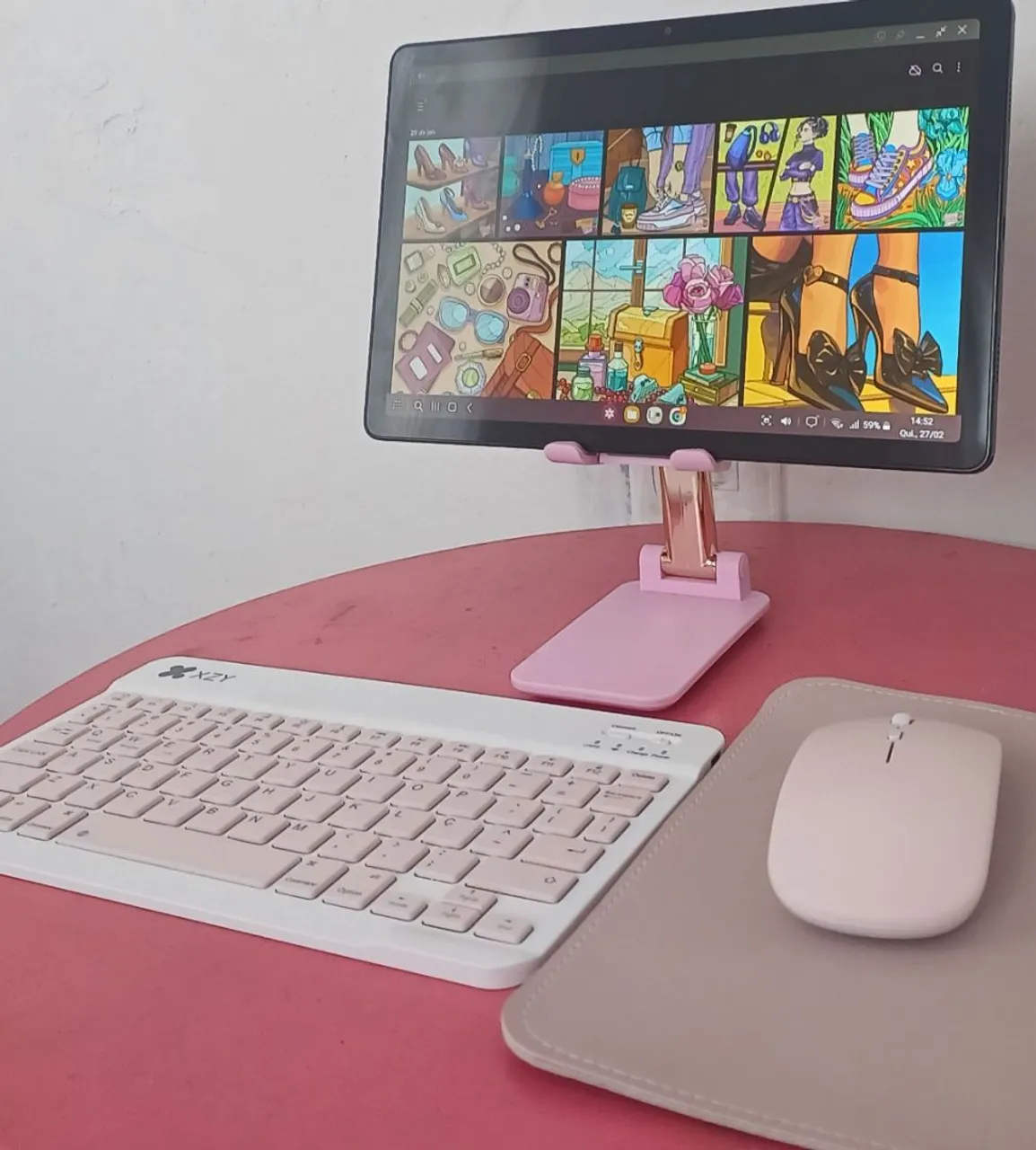 Tablet Samsung A9+ com Teclado, Mouse, Mousepad e Suporte