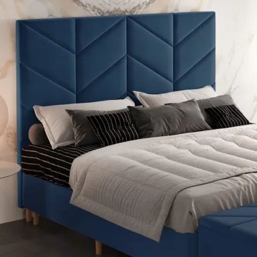 Cabeceira Casal Berlim Veludo Azul