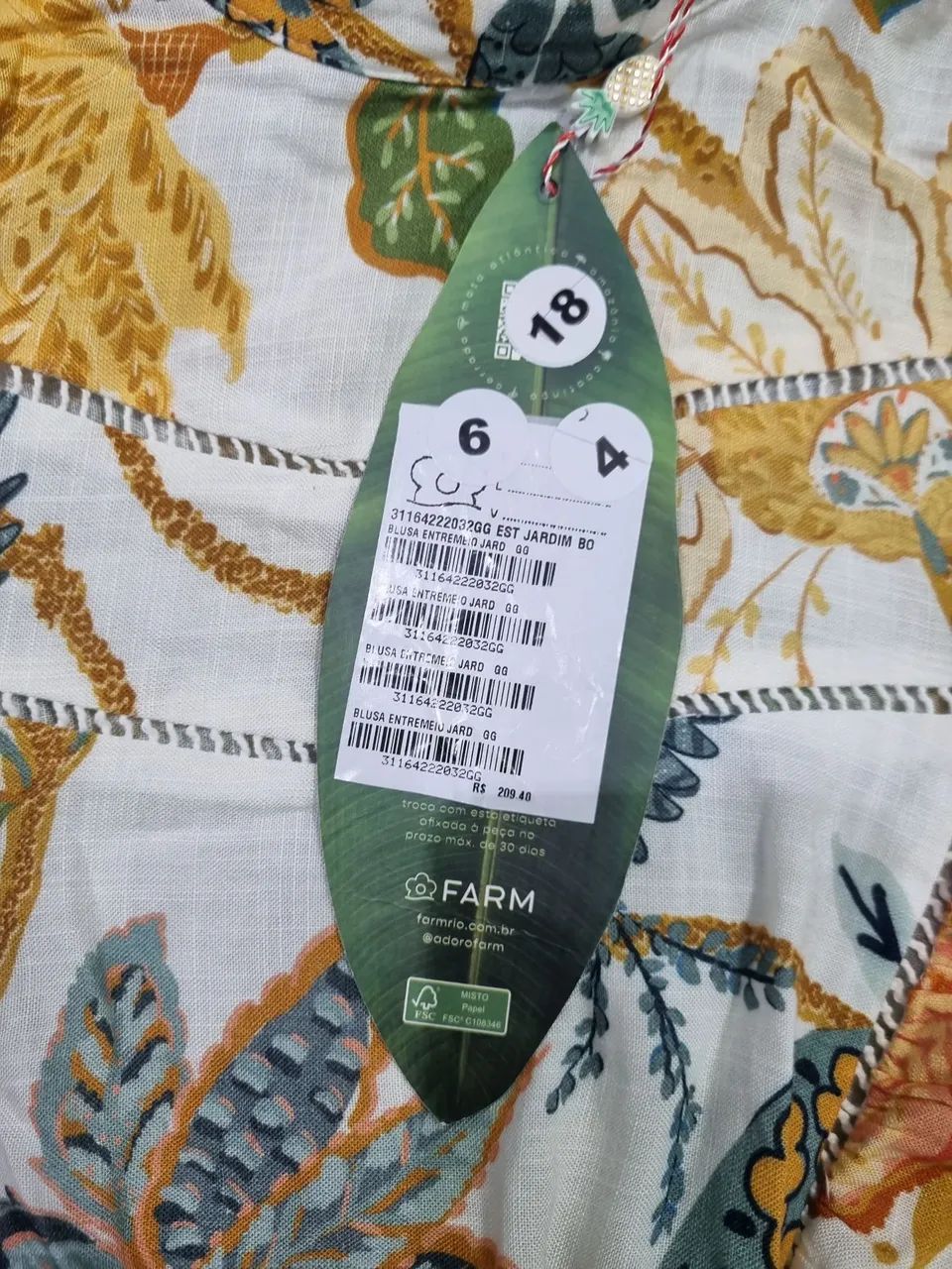 Blusa entremeio estampada jardim boho - Foto 4