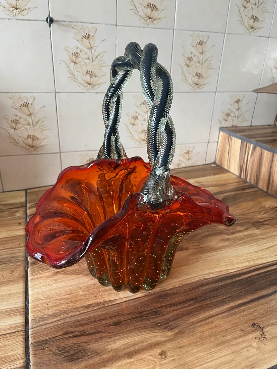 Cesta de vidro Murano 
