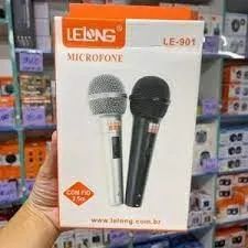 Microfone Dinâmico Kit 2 Mic Profissional Com Fio P10 2m