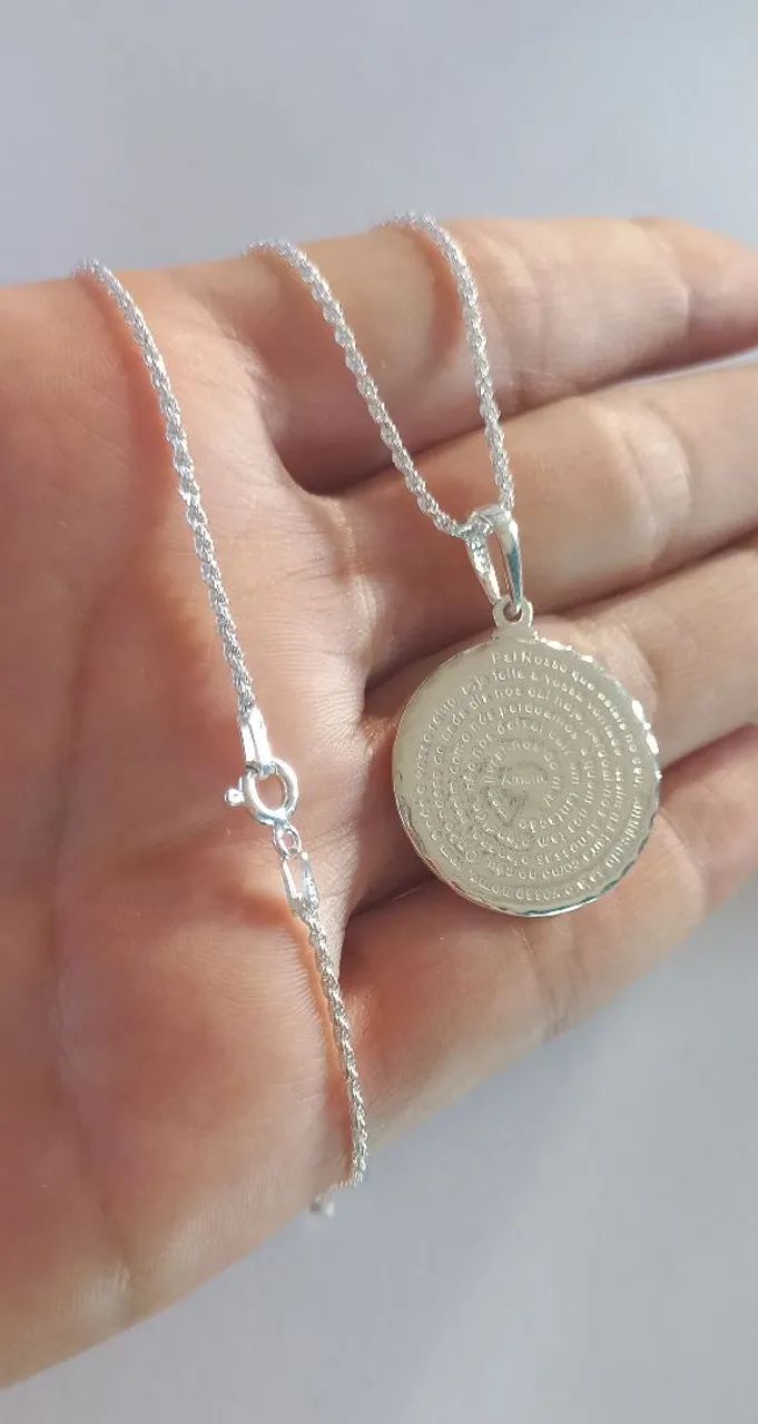 Conjunto Pai Nosso em prata 925 - Foto 2