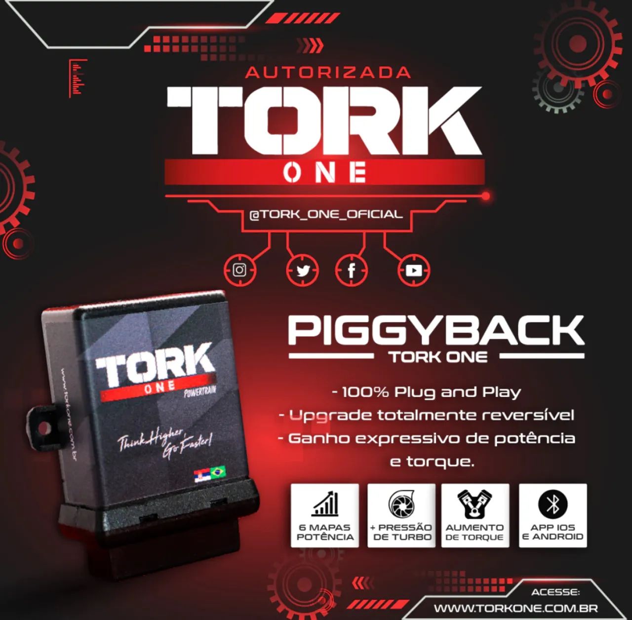 Chip de potencia (Piggyback) tork one para motor THP 1.6 turbo - Foto 3