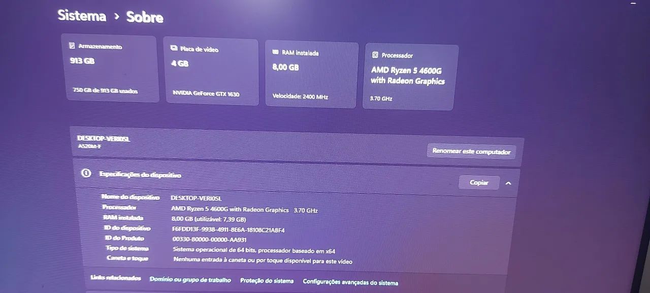 PC Gamer Ryzen 5  4500g, GTX 1630, 8gb ram, SSD m2 500g 3500b - Foto 5
