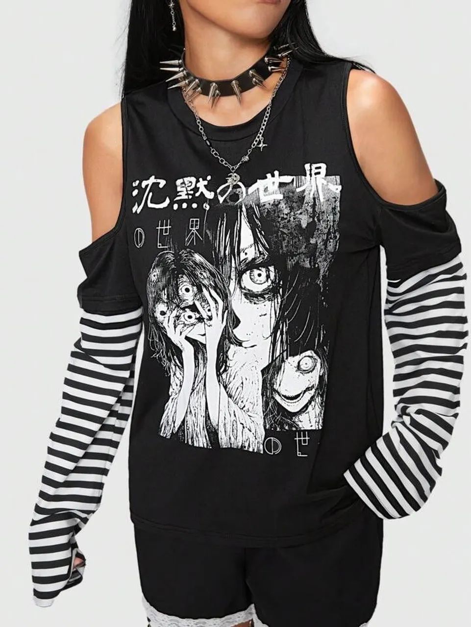 Camisa Feminina Anime Terror Romwe Shein  - Foto 2