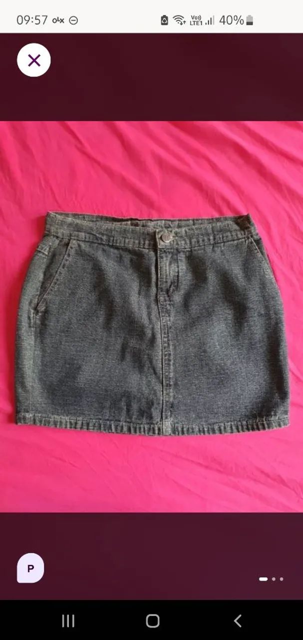 Saia Jeans verde escuro 
