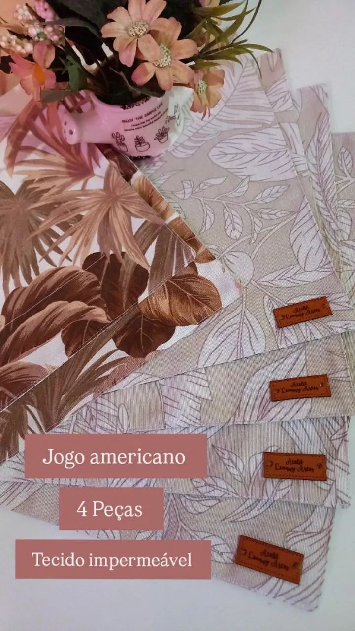 Jogo Americano dupla face com 4 peças 