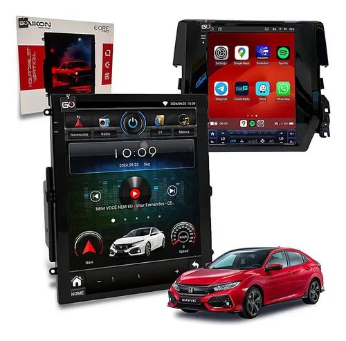 Multimídia Tesla Aikon 2+64gb Honda Civic Sport 2017 À 2021 Cor Civic 2017 Sport