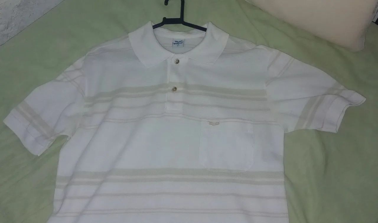 Camisa Polo Listrada Branca