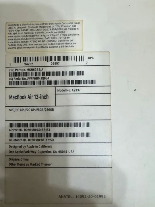 Caixa MacBook Air 13 A2337 - Foto 2