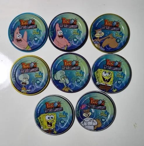 Kit Com 8 Tazos Metálicos Bob Esponja - Foto 2
