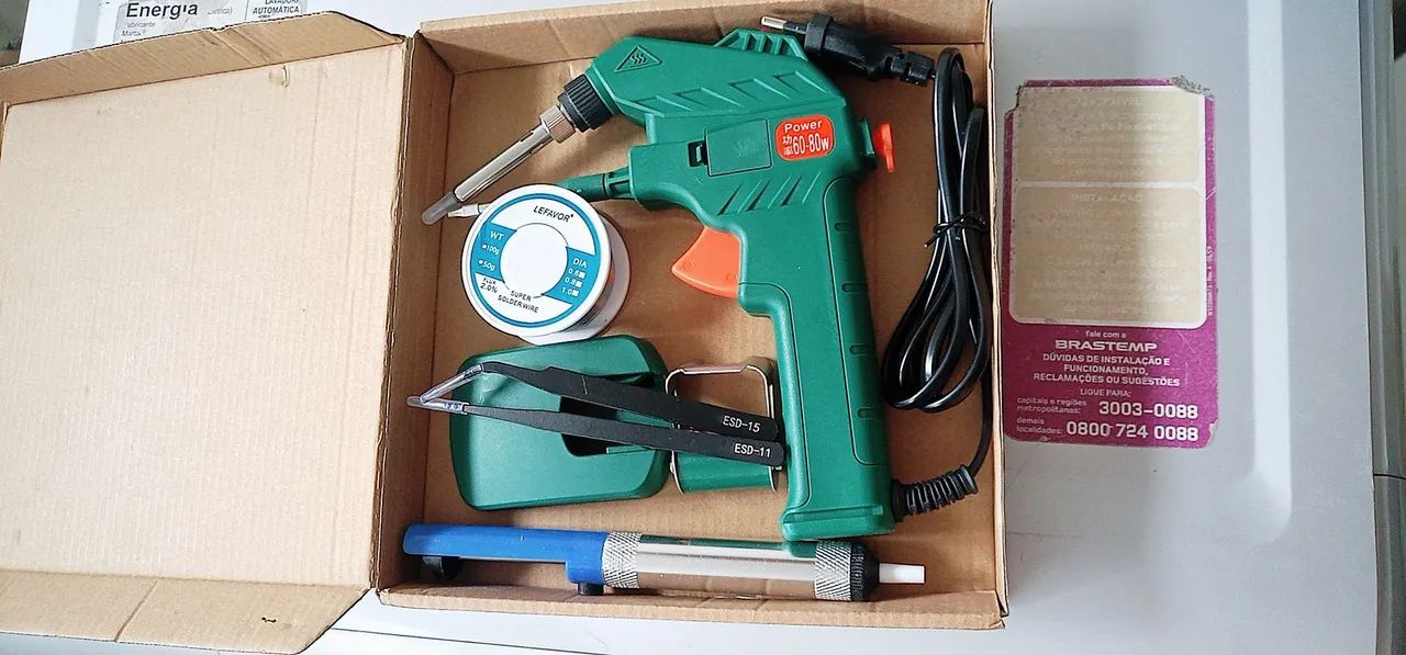 Ferro de solda Pro 60-80w com plugue manual automático de alimentação de estanho! kit