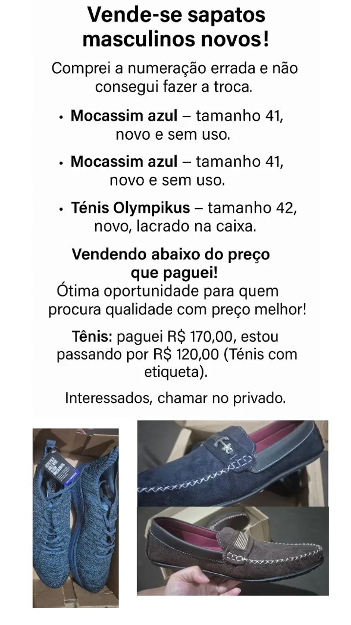 Sapatos Masculinos Novos 41 e 42