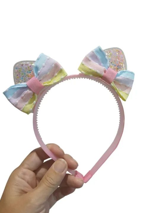 Tiara de gatinha  com laço de fita