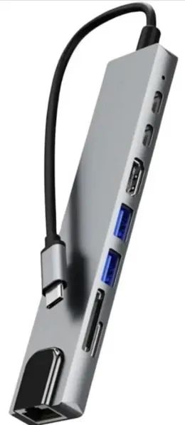 Hub Usb-c 8 Em 1 (hdmi, Usb 3.0, Usb-c Rj-45, Sd, Micro Sd) - Foto 2