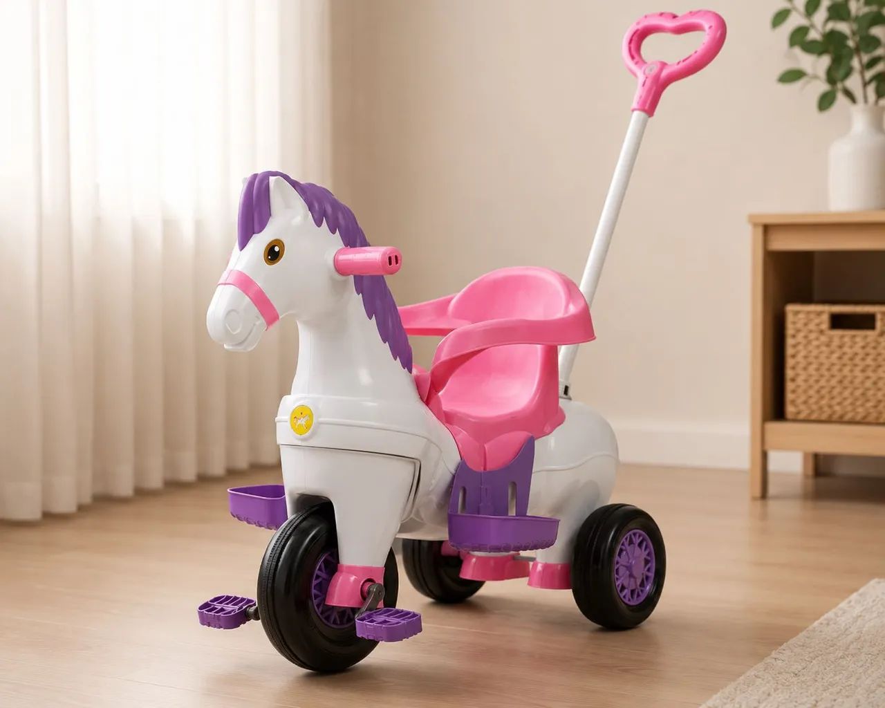 Carrinho De Passeio e Pedal Infantil Potó Cavalinho Calesita