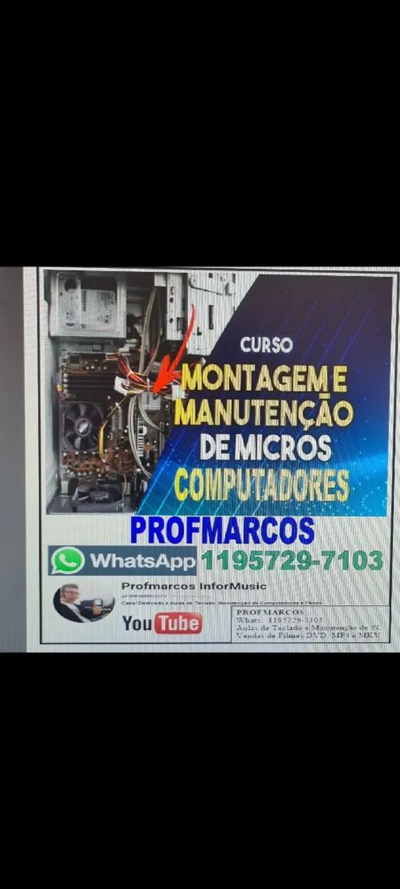 Curso Manutenção em Computadores, Montagem de Micros, Notebook, PC, i3, intel, PC Gamer
