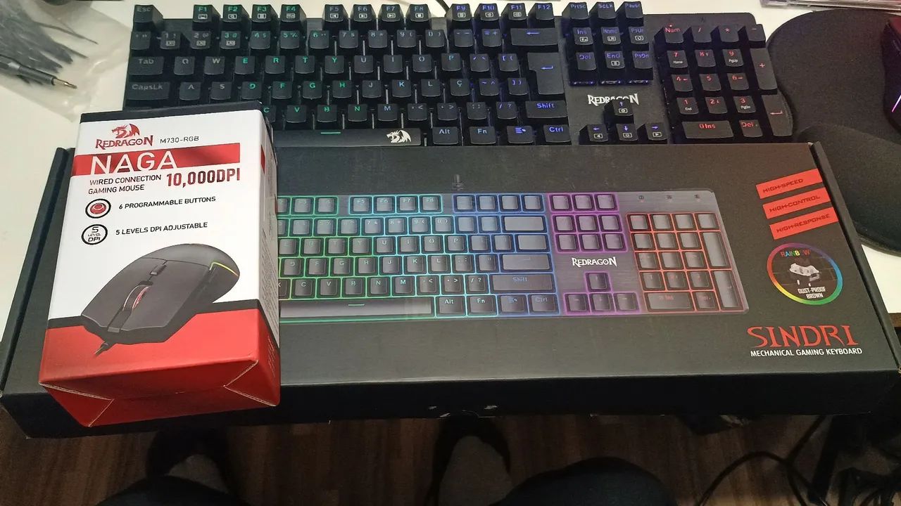 Teclado mecânico e mouse redragon
