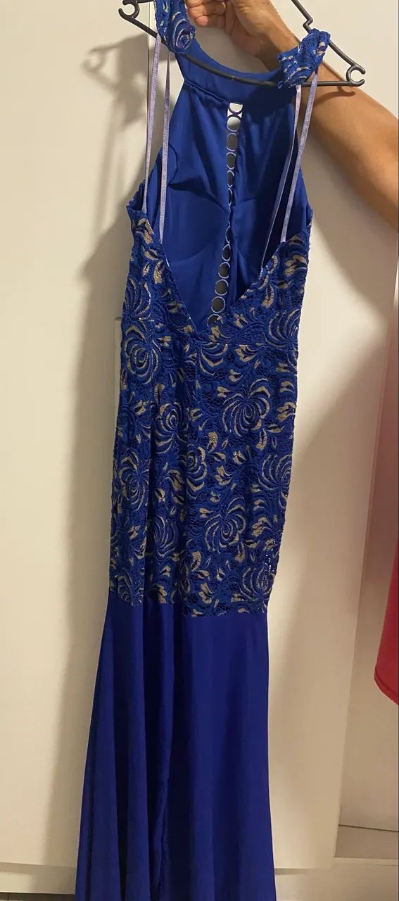 Vestido de Festa Azul Royal (Renda e Fluidez) - Foto 2