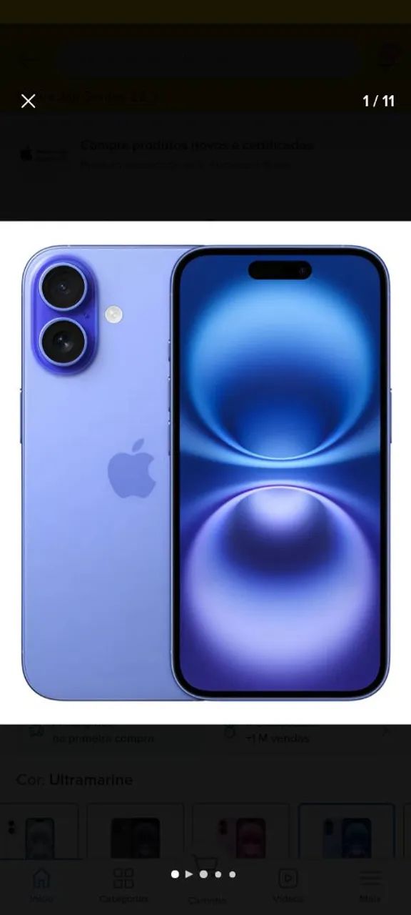 iPhone 16 (128GB) Ultramarine. LACRADO NA CAIXA - Celulares e