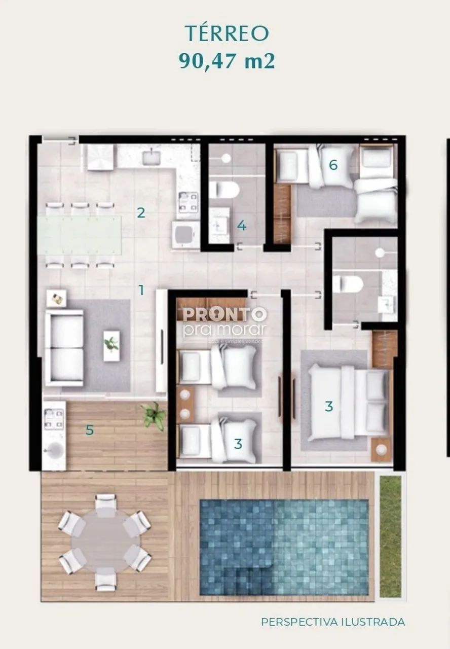 Apartamento com 3 quartos em Muro Alto