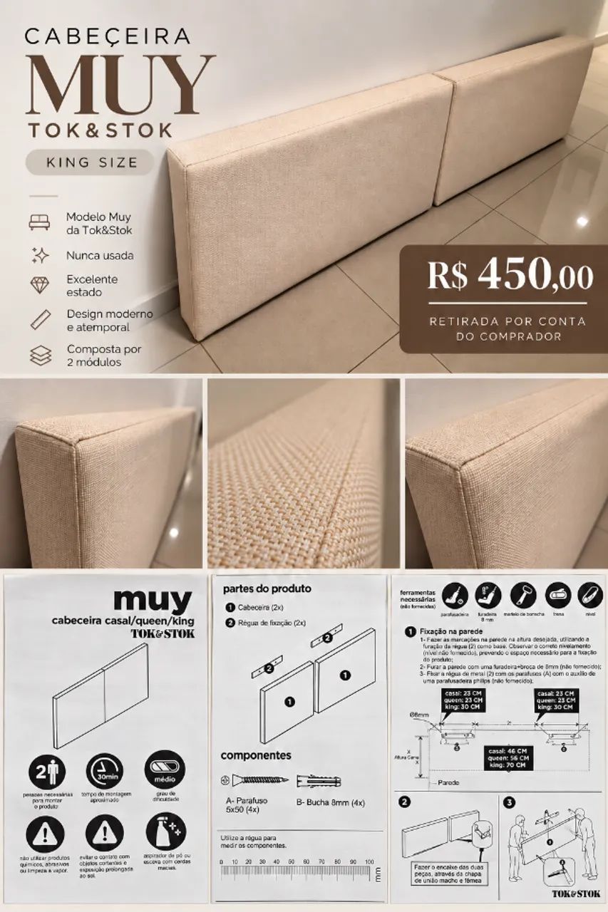 Cabeceira de Cama King Size NOVA - NUNCA USADA!!! - Foto 2