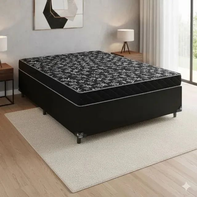  Cama box casal Conjunto Base Com Colchão macio e confortável 