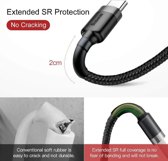 Cabo Carregador Usb Tipo - C 1 Metro Baseus Cafule - Foto 2