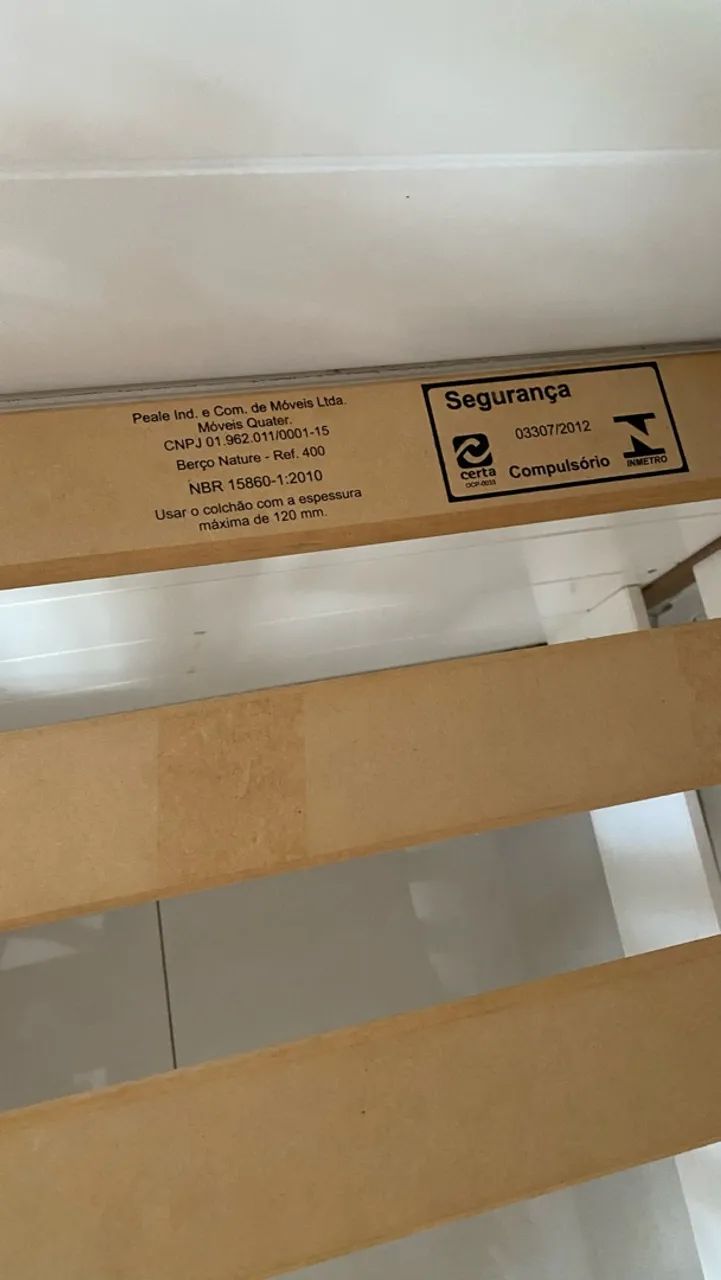 Berço e cômoda Quater Linha Nature Branco com Colchão - Foto 4