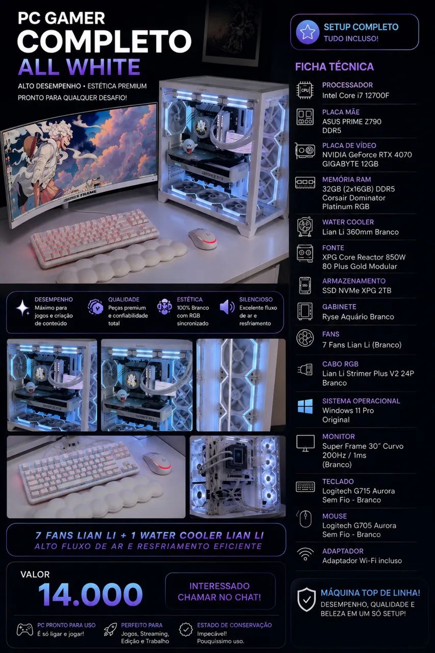 Pc Gamer todo branco 