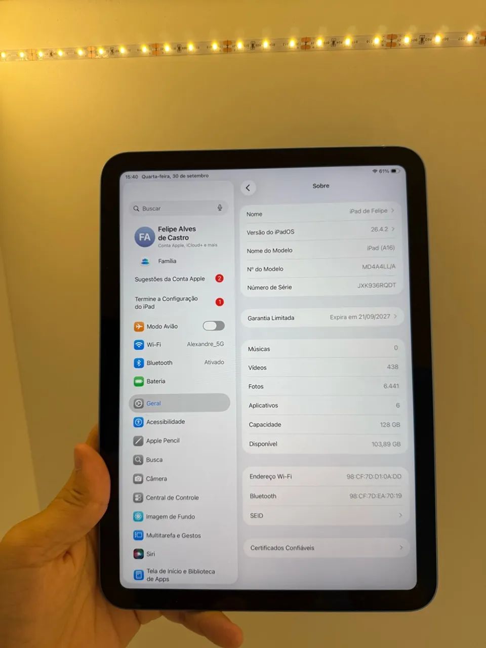 IPAD 11 (A16) AZUL 128GB - ACEITO OLX PAY - Foto 3