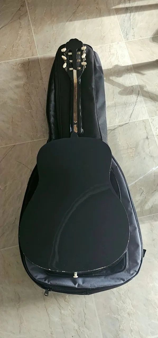 Violão Clássico Nylon Preto + Capa - Usado - Foto 2
