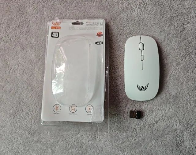 Mouse wireless sem fio branco slim - 2 pilhas - Foto 2