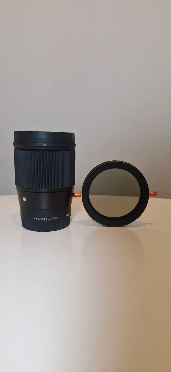 LENTE SIGMA ( p/ Sony) 16MM f 1.4 + FILTRO KeF ND 2-32