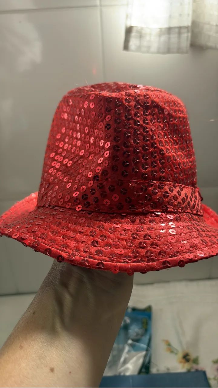 Chapéu Fedora Lantejoulas Vermelhas - Foto 2