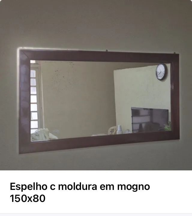 Mesa com tampo de vidro mogno e espelho de parede  - Foto 2