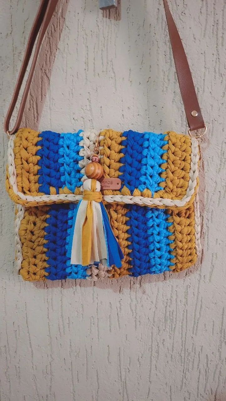 Bolsa crochê forrada  - Foto 2
