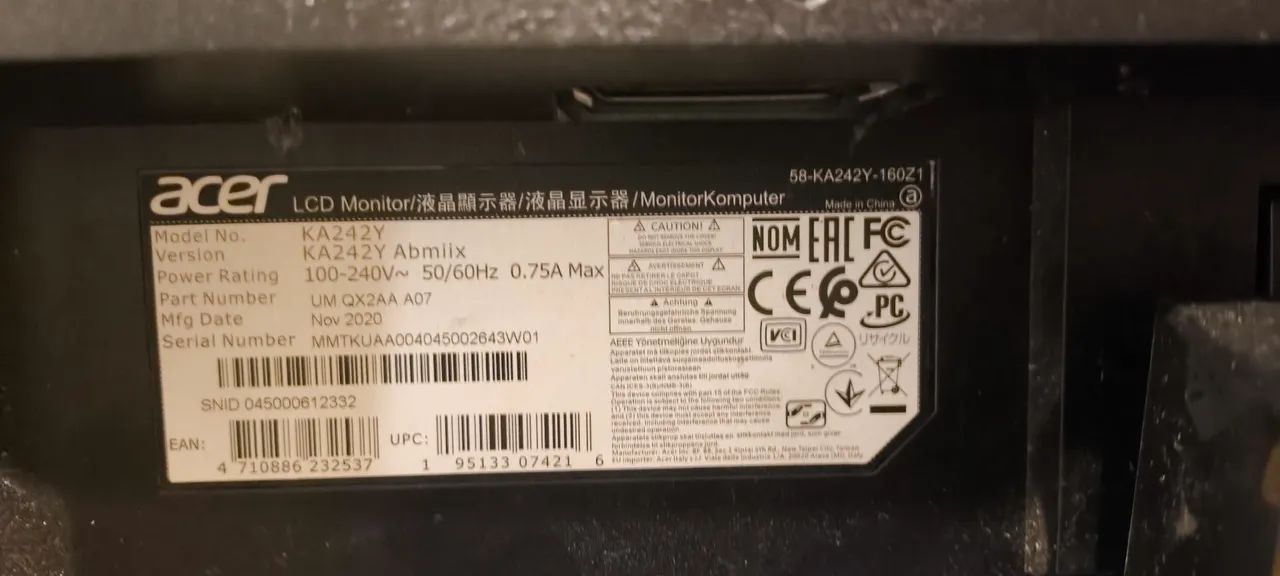 Monitor Acer 24P - para retirada de peças. - Foto 2