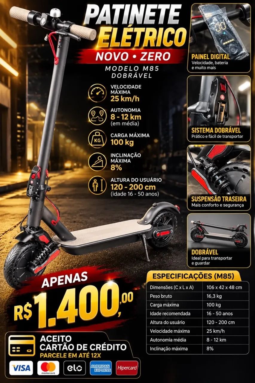 Patinete eletrico novo 