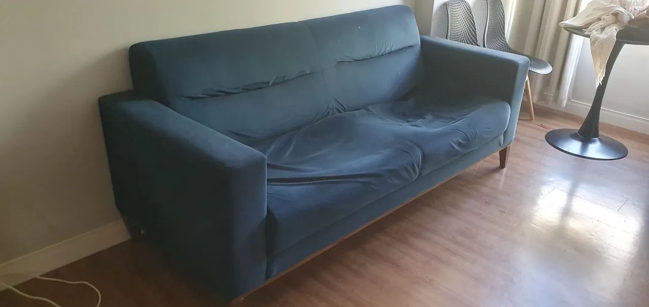 Sofá de veludo azul, 3 lugares - Foto 2